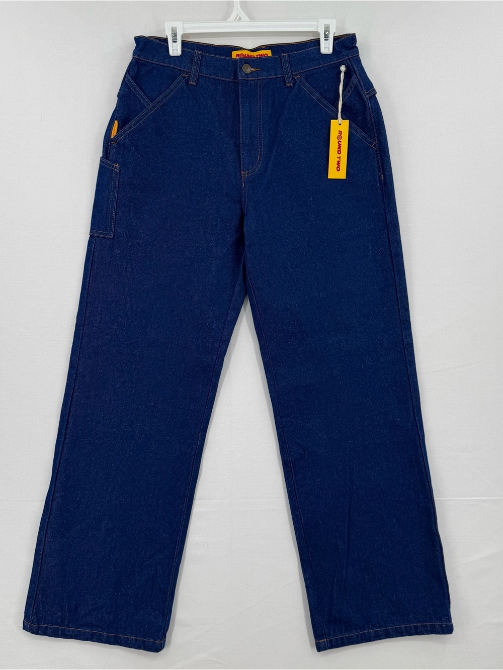 Round Two Men’s Denim Jeans Size 30 Blue 100% Cotton Cargo Workwear Wide Leg